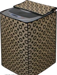 DREAM CURE Portable Washing Machine Brown Color Printed PVC Cover,Top Load Waher Dryer Cover Water Proof , Full Automatic /Wheel Washing Machine Cover For 6 Kg Cover - Grey/Black